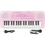 M SANMERSEN kids piano keyboard front view in pearly pink color showing 37 keys