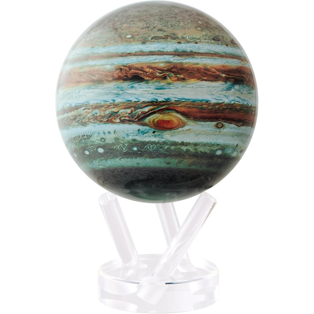 Mova Globe Jupiter Classic front view on acrylic stand