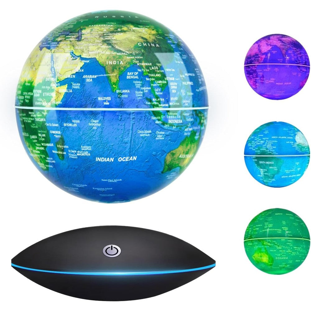Flagest 6 inch magnetic levitation floating globe front view on wooden desk