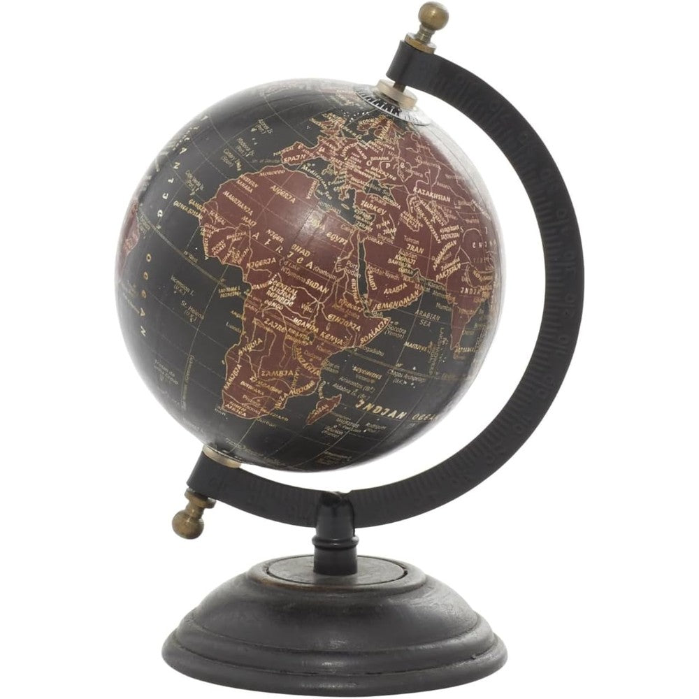Deco 79 Mango Wood Globe front view on wooden desk