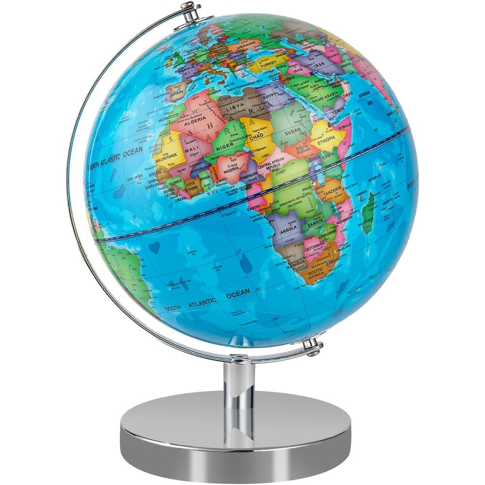 Eolivees 9 inch world globe for kids with metal stand front view