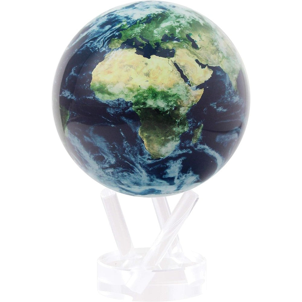 Mova Globe Earth with Clouds Classic 4.5 inch front view on acrylic stand