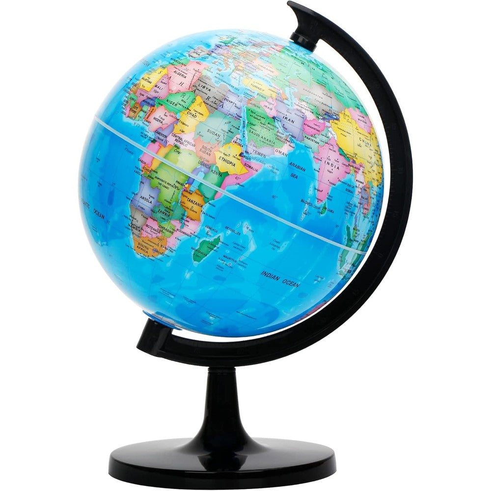 Exerz 8-inch world globe front view showing political map