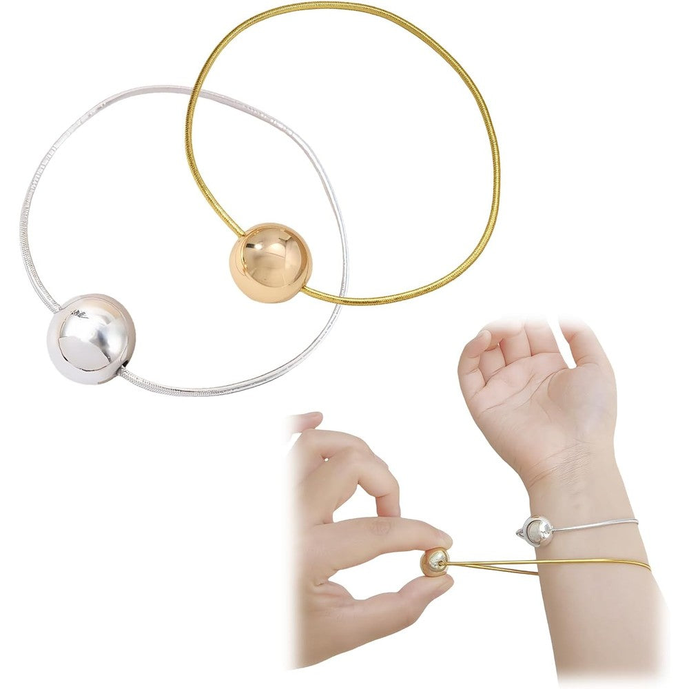 Famchains skin picking fidget bracelets front view showing the gold sliding beads on the stretchable bands