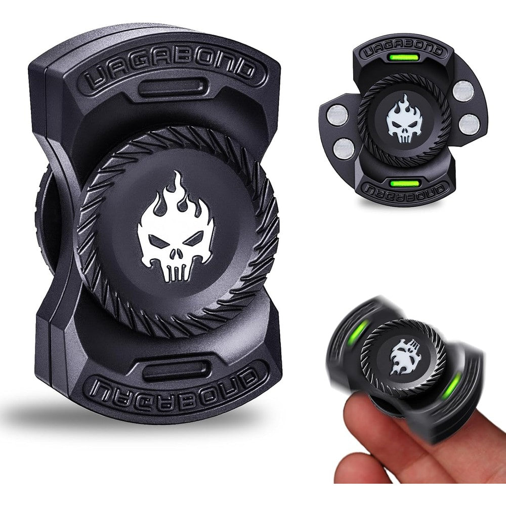 Berotok upgraded 3-in-1 fidget spinner toy front view showing black metal skull design