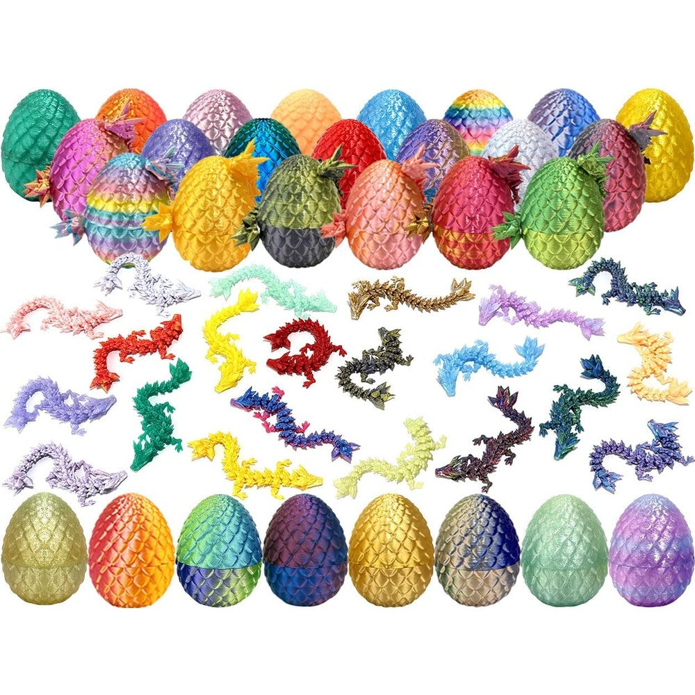 8 Pcs Random 3D Printed Dragon Eggs set with one dragon emerging.