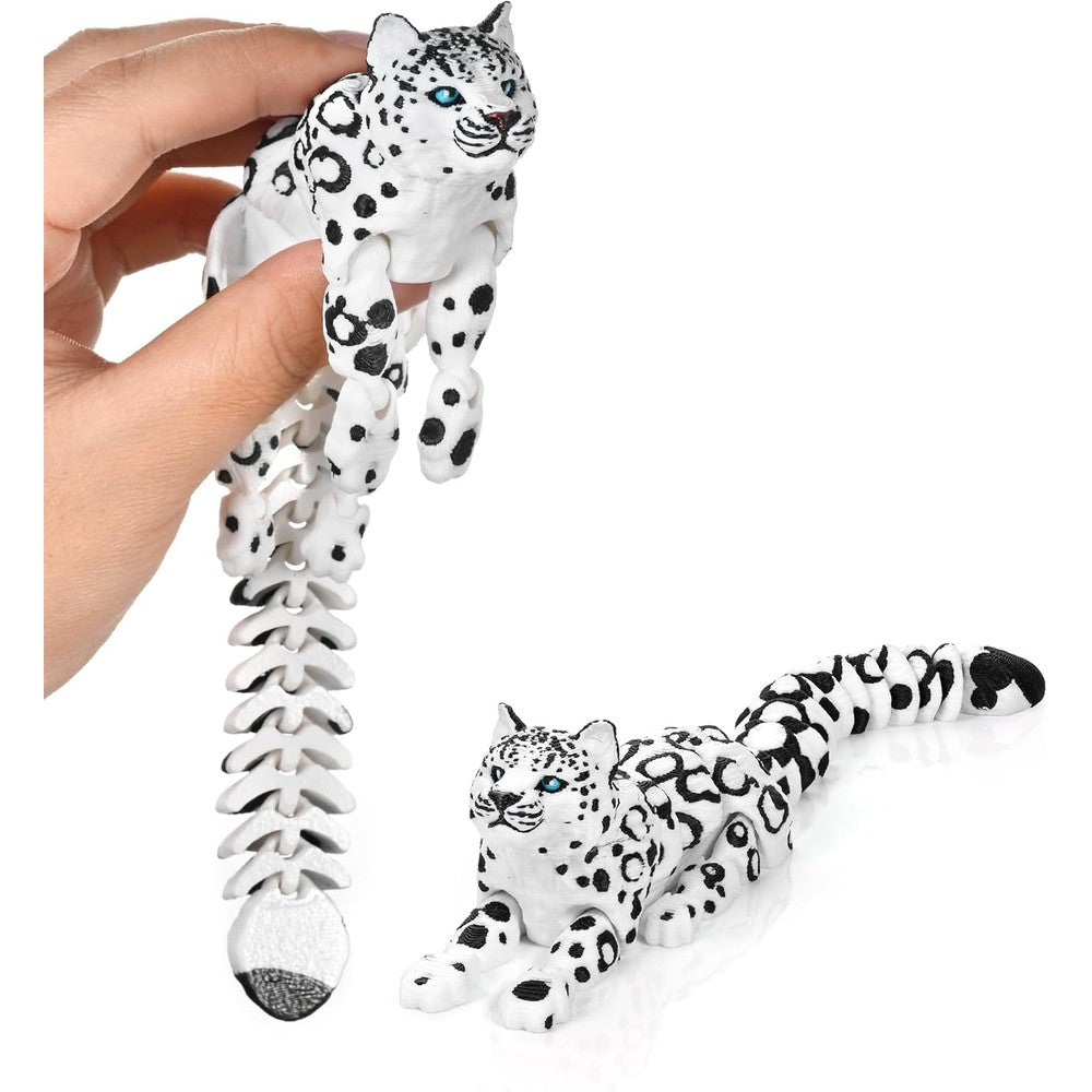 GemmiCho 3D printed articulated snow leopard toy front view