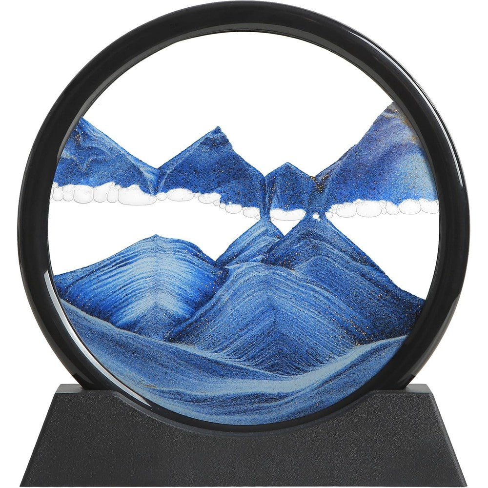 Kpnuwn 3D moving sand art round glass decor front view blue