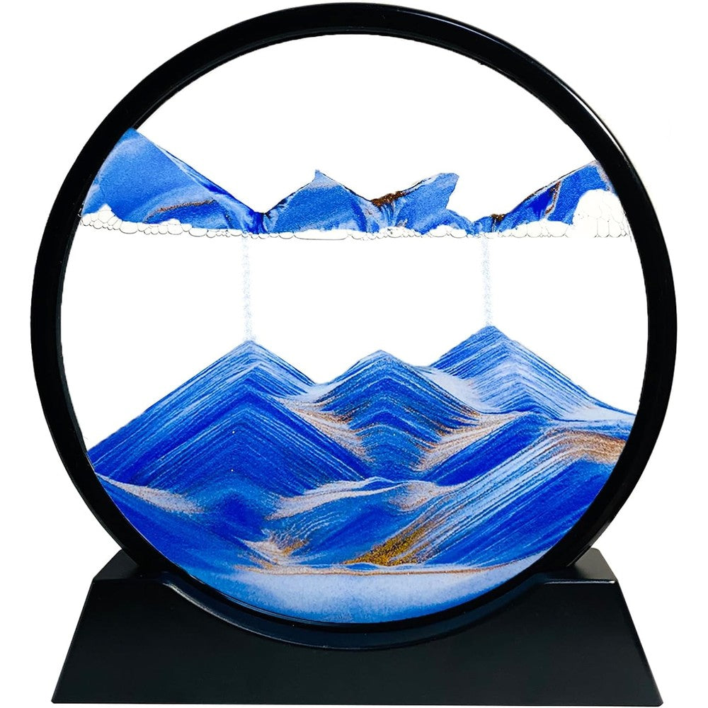 Sandcle 7 inch blue moving sand art liquid motion display front view
