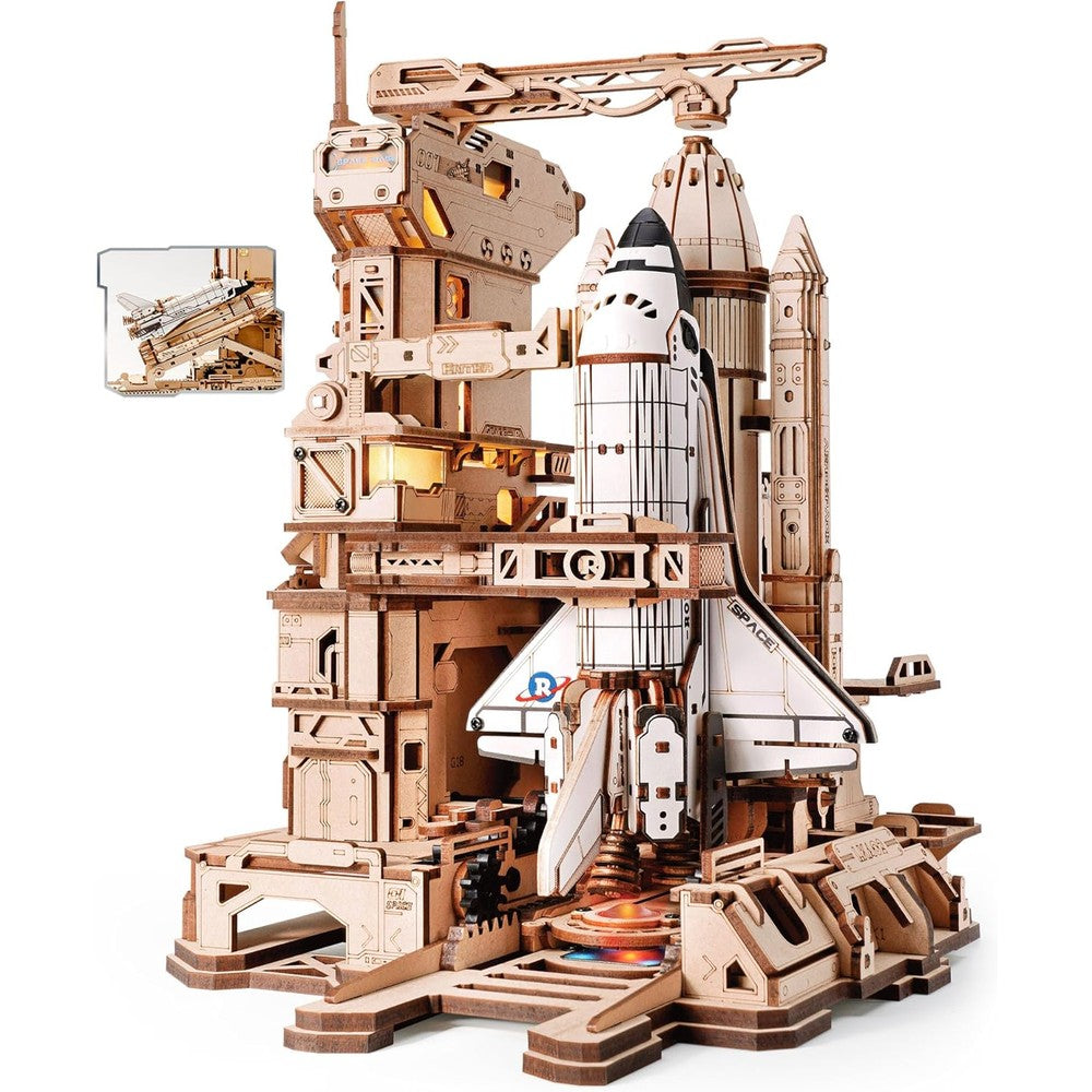 Robotime ROKR Space Shuttle 3D wooden puzzle model front view