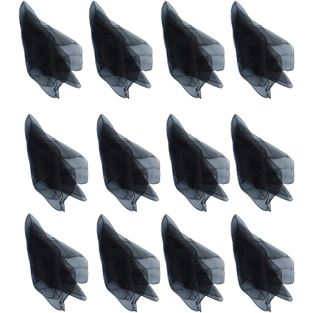 Hoerev Juggling Dancing Scarves pack of twelve front view showcasing lightweight black chiffon fabric