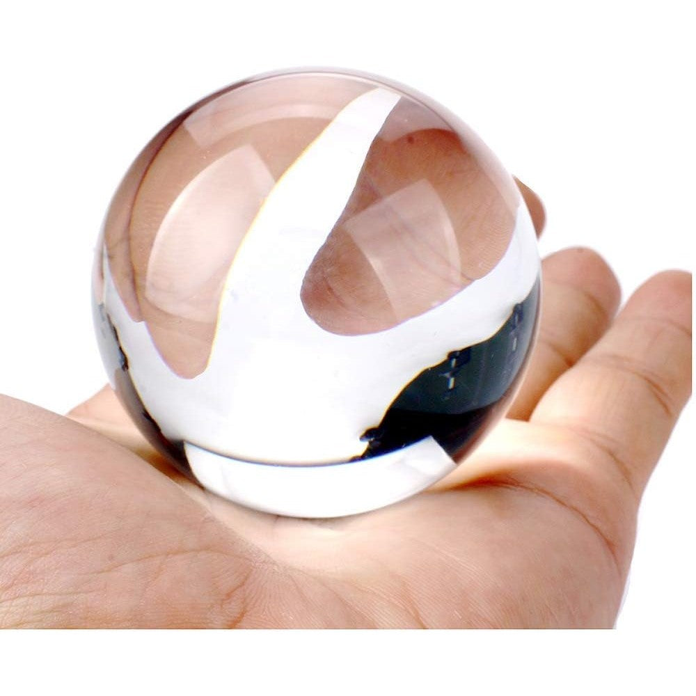 DSJUGGLING Dawson clear acrylic contact juggling ball front view showing flawless transparency