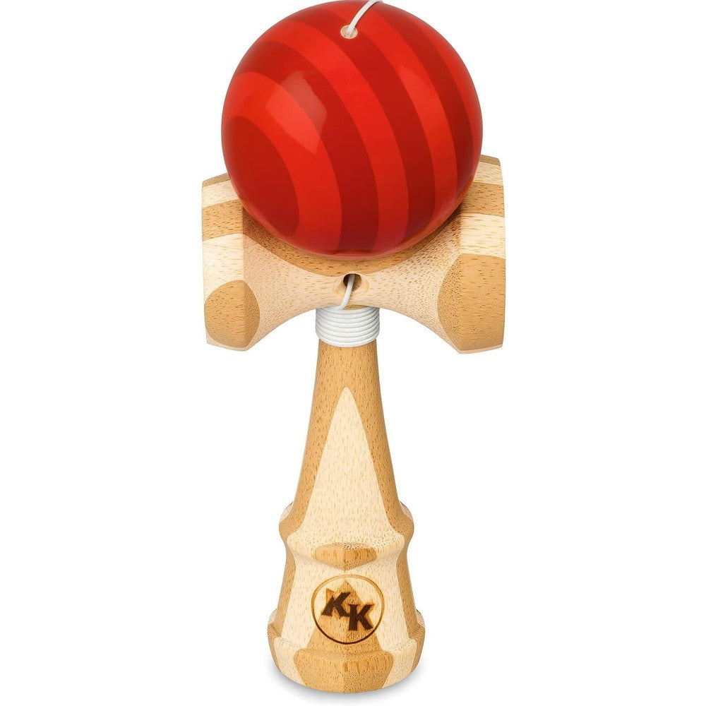 Kotaro Kendama Pro Bamboo Kendama front view of traditional skill toy with red ball