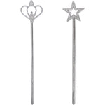 Liatunou 2 Pack silver star and crown wand set front view