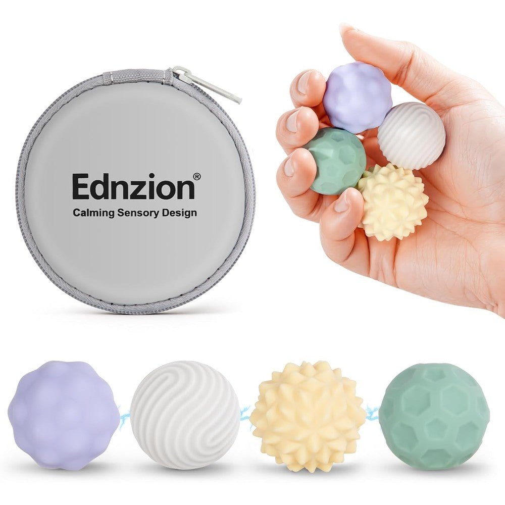 Ednzion magnetic silicone stress balls 4 pack set front view on office desk