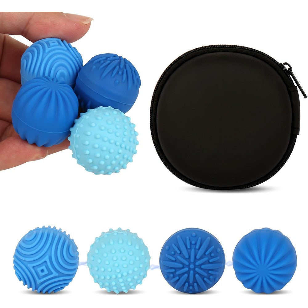 WSEJK silicone magnetic sensory fidget balls four pieces front view on desk