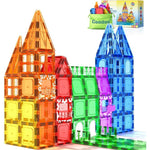 Coodoo 60 pieces magnetic building tiles front view premium STEM educational toy for kids.
