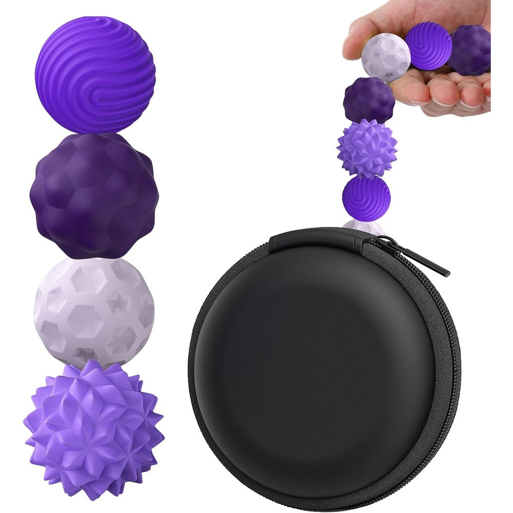BUSOHA silicone magnetic fidget balls four pack front view showing premium adult sensory toys.