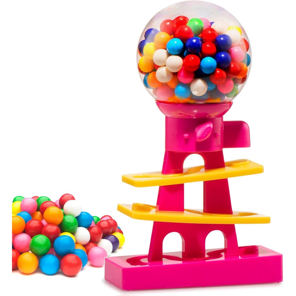 Playo Tower Gumball Machine pink front view candy dispenser toy for kids