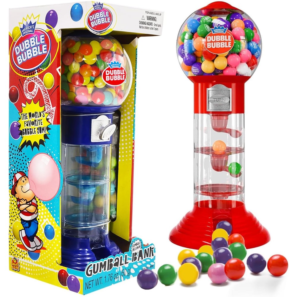 The Dreidel Company Spiral Fun Gumball Bank front view showing the clear twisting track