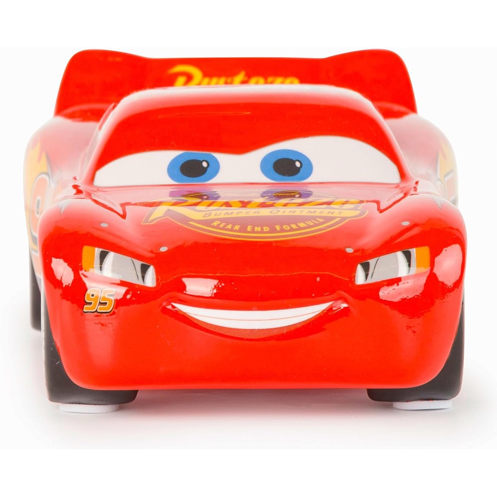 Jay Franco Disney Pixar Cars Lightning McQueen ceramic piggy bank front view red racecar coin box