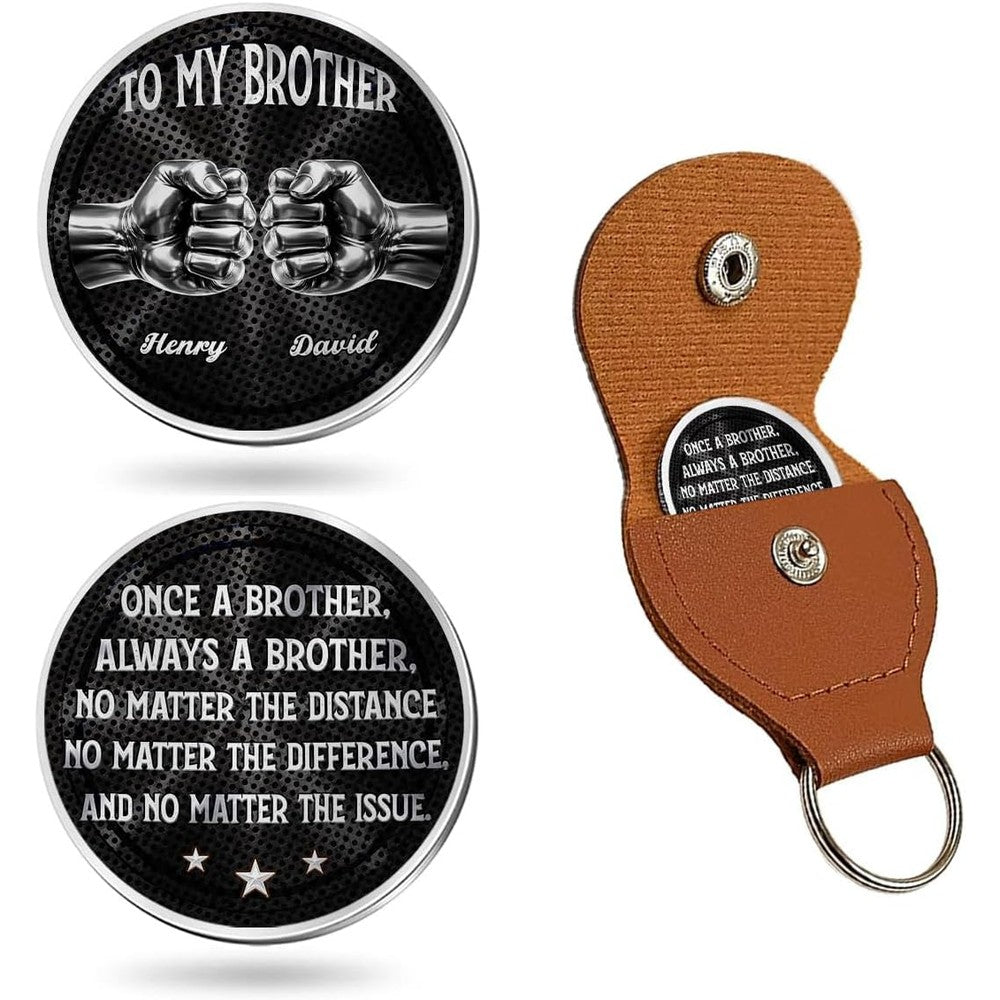 Wrappiness pocket hug for brothers front view stainless steel token