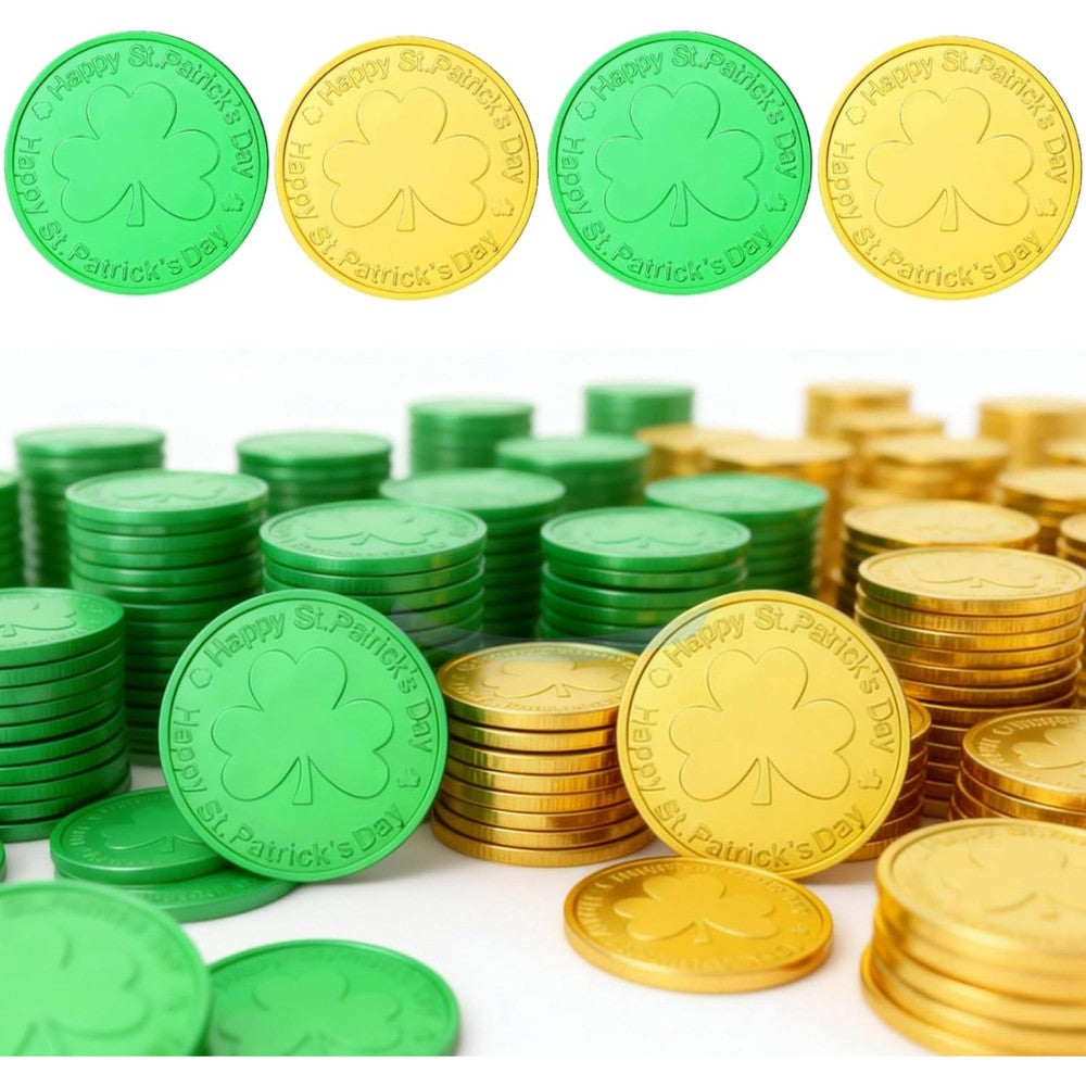 NEWHOOK St Patricks Day plastic coins front view for Irish party decorations
