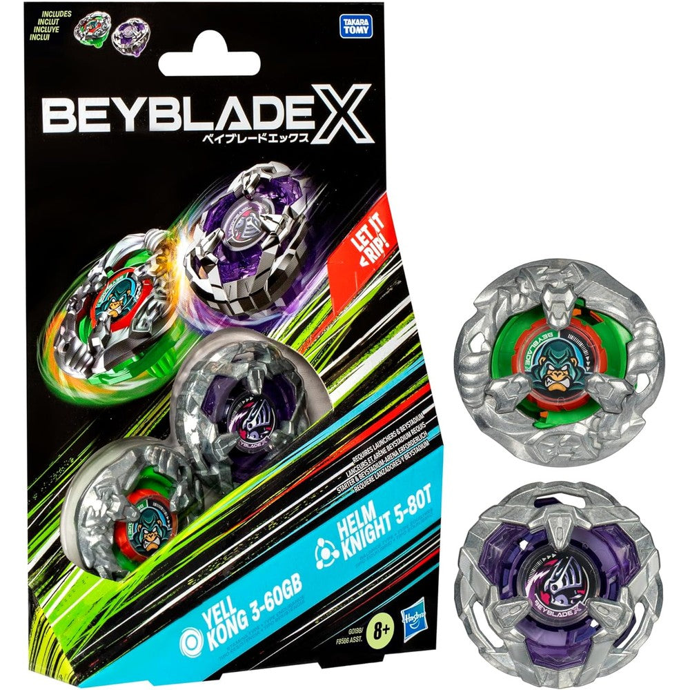 Beyblade X Yell Kong and Helm Knight dual pack front view