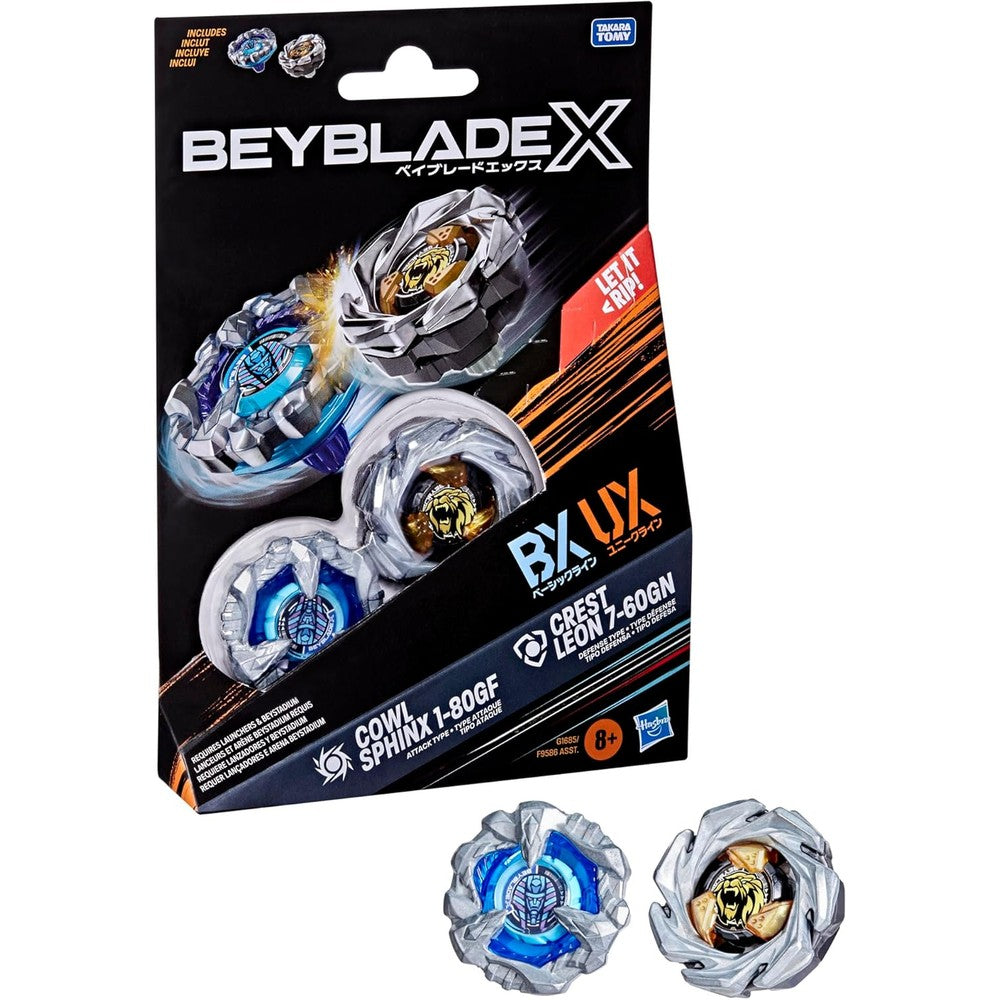 Beyblade X Cowl Sphinx 1-80GF And Crest Leon 7-60GN Dual Pack Set Authentic Takara Tomy Battle Tops For Kids And Collectors - Image 1