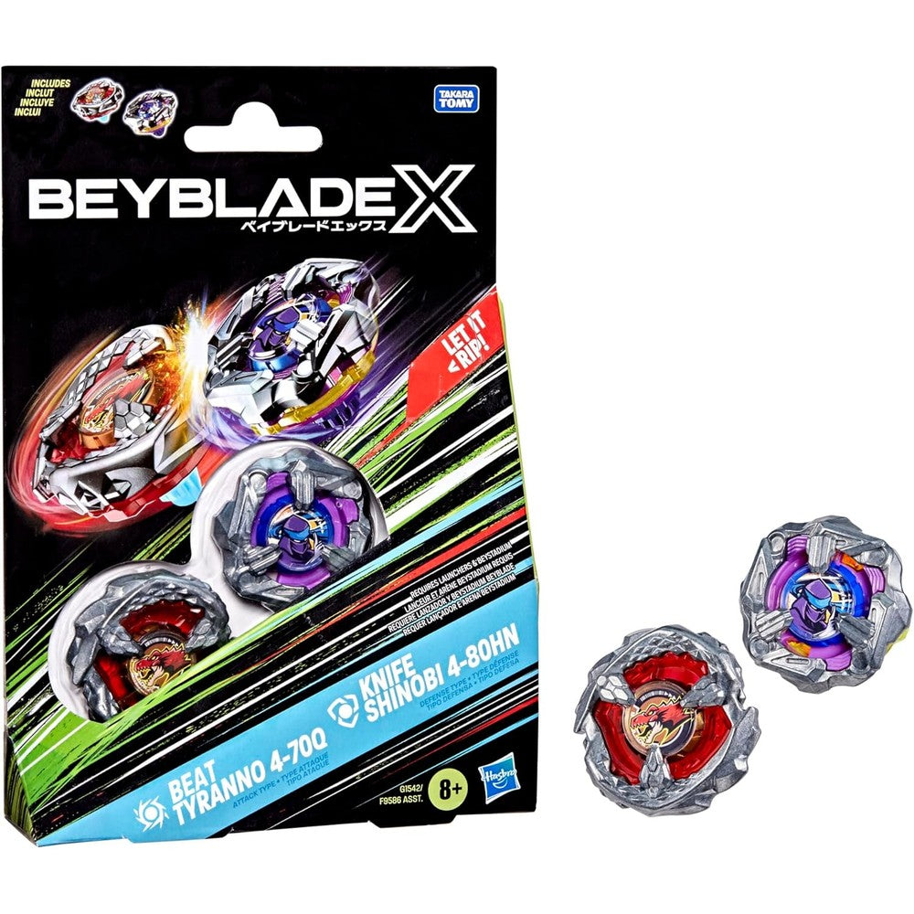 Beyblade X Beat Tyranno and Knife Shinobi dual pack box front view