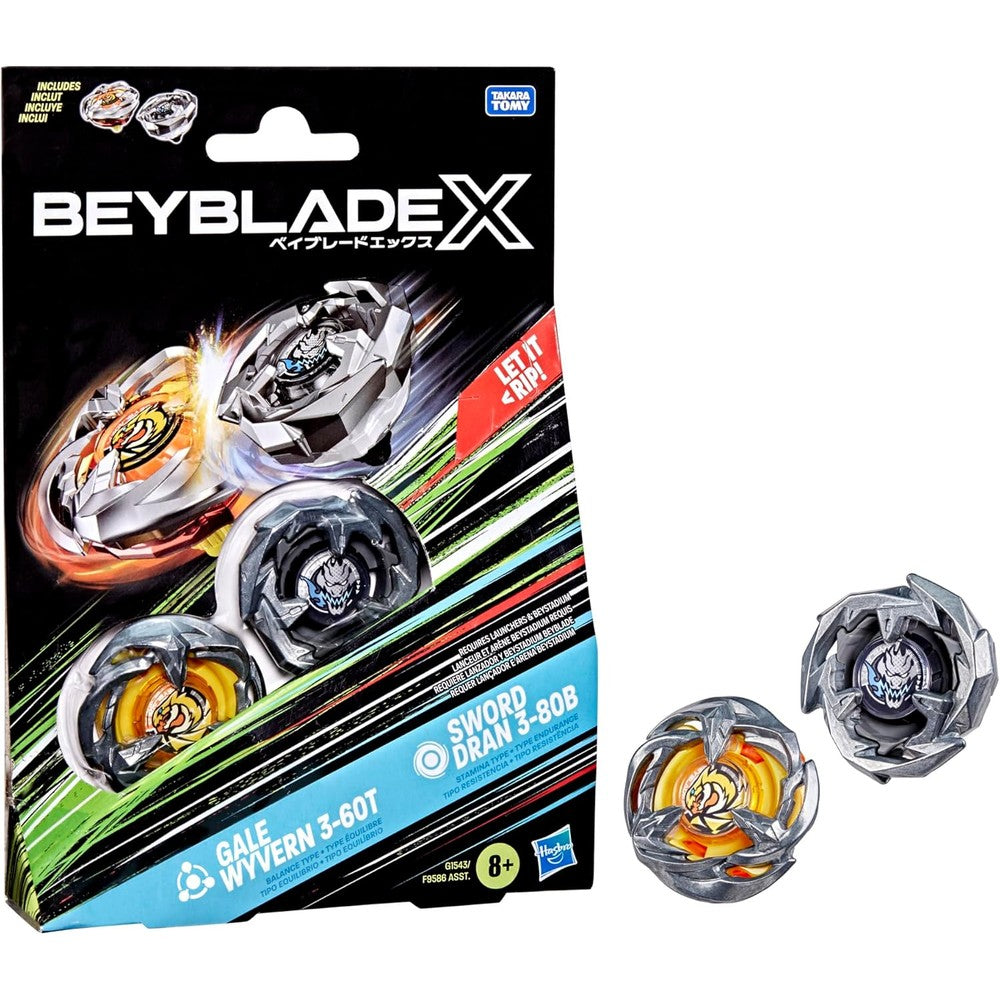 Beyblade X Gale Wyvern and Sword Dran dual pack box front view