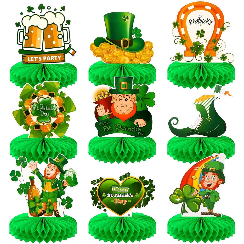KatchOn St Patricks Day honeycomb centerpieces front view