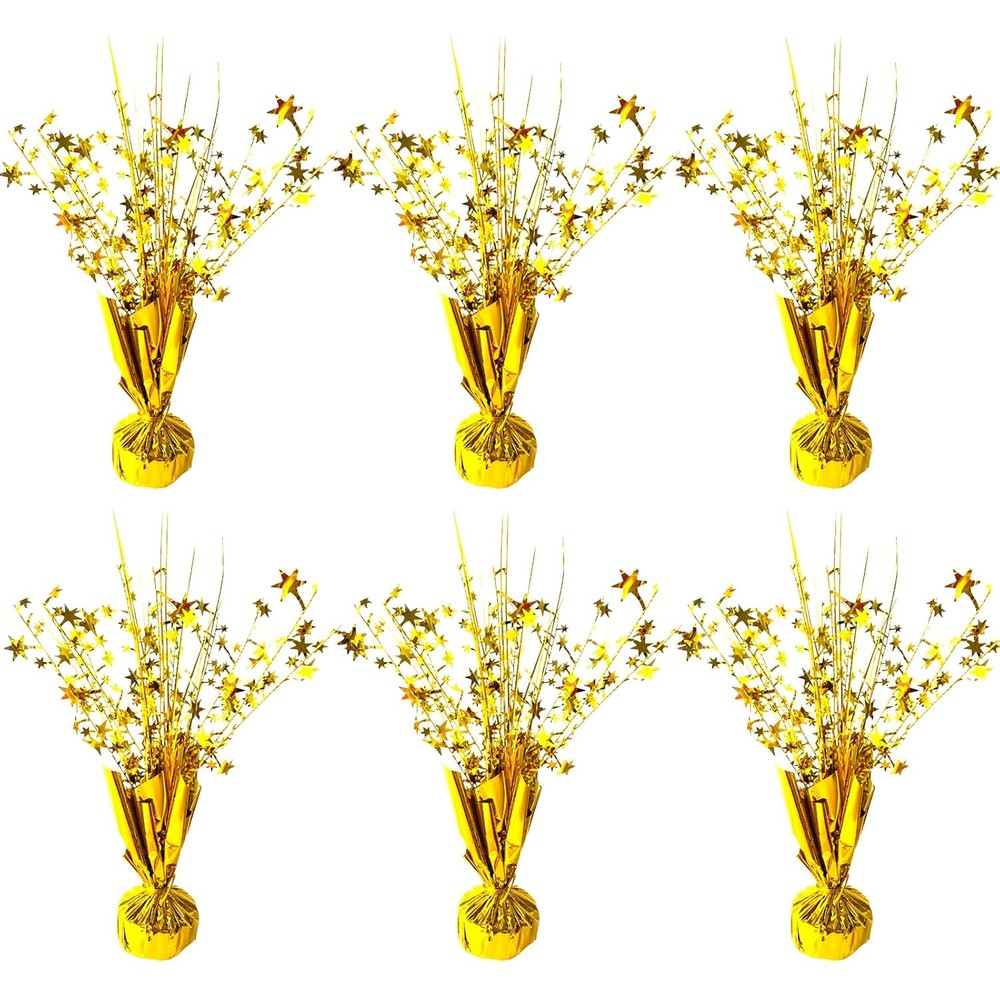 Fubinina 6 pack gold metallic star centerpiece set front view