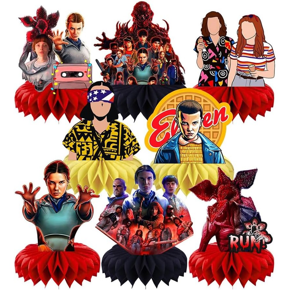 Dsoe Stranger Things Season 5 honeycomb centerpieces set front view