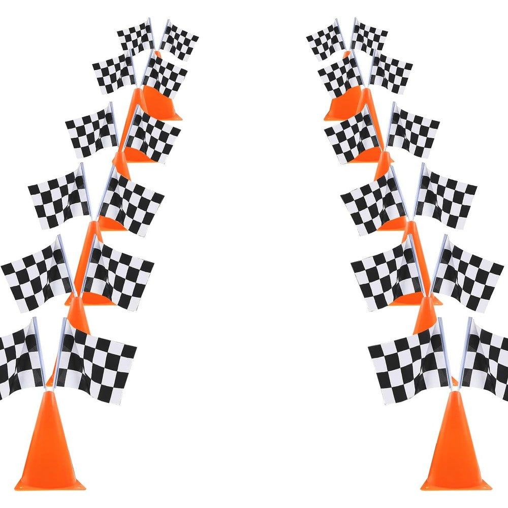 Yoelvn 18 piece racing party decoration set with cones and flags