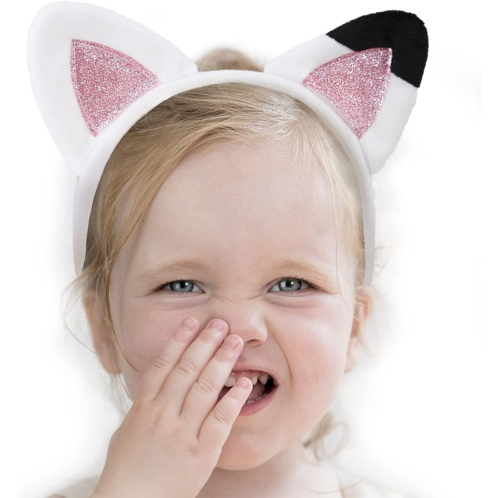 Creatoy kids cat ears headband front view showing glitter hairband details.