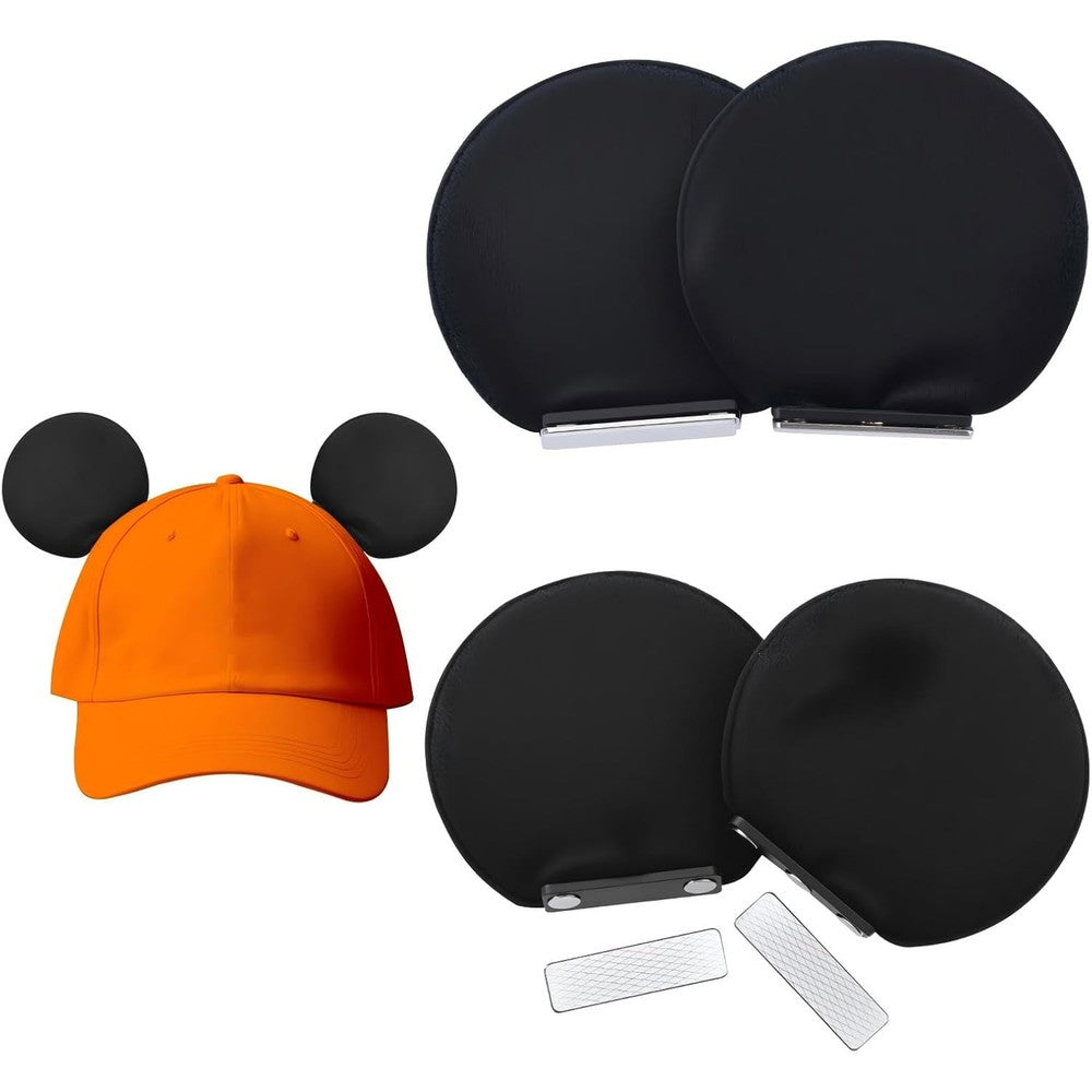 ZIYIZE magnetic mouse ears for hats front view showing black plush texture