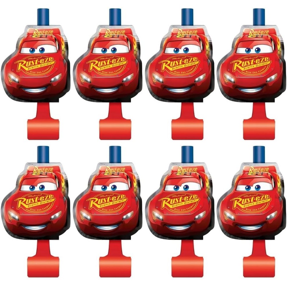 Unique Disney Cars 3 Movie Party Blowouts Noisemakers Front View