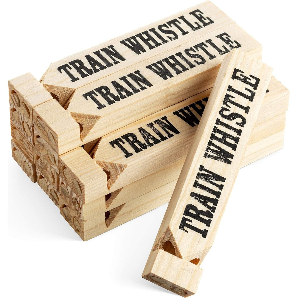 Bedwina wooden train whistles pack of 12 front view