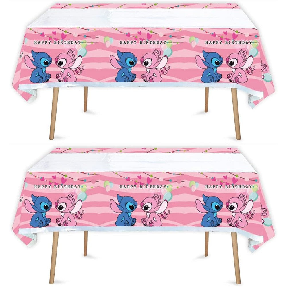 Losede pink birthday party tablecloth pack front view showing rectangular design
