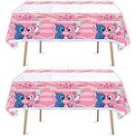Losede pink birthday party tablecloth pack front view showing rectangular design