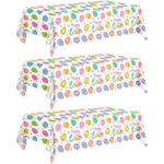 Litmitfu Easter egg disposable plastic tablecloths 3-pack front view showcasing watercolor spring pattern.