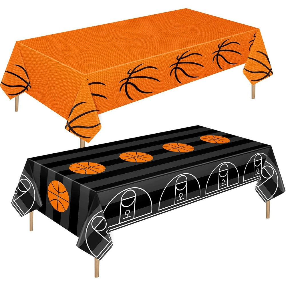 Mixweer basketball plastic tablecloth front view showing court design pattern
