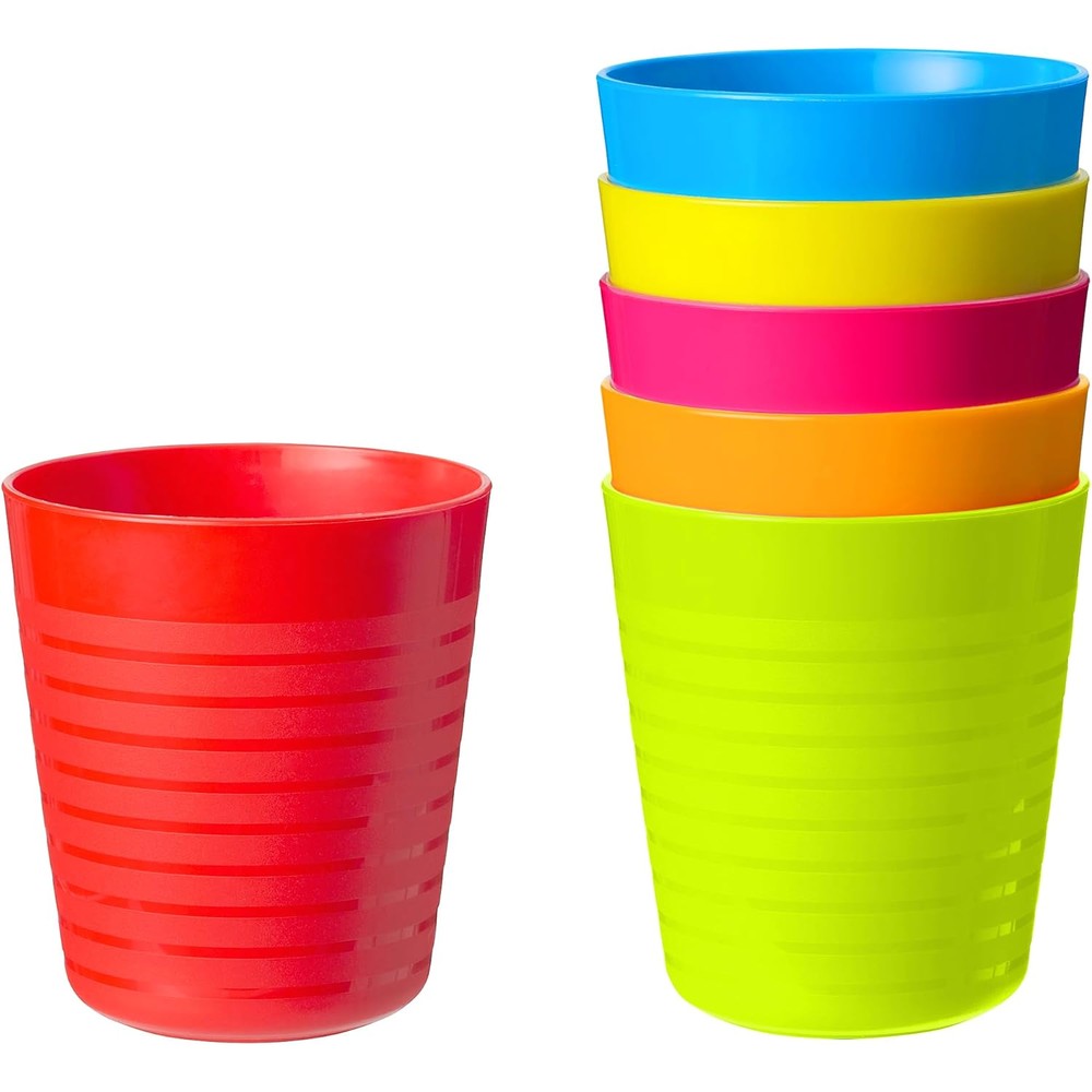 Plaskidy kids cups set of 6 in assorted bright colors front view