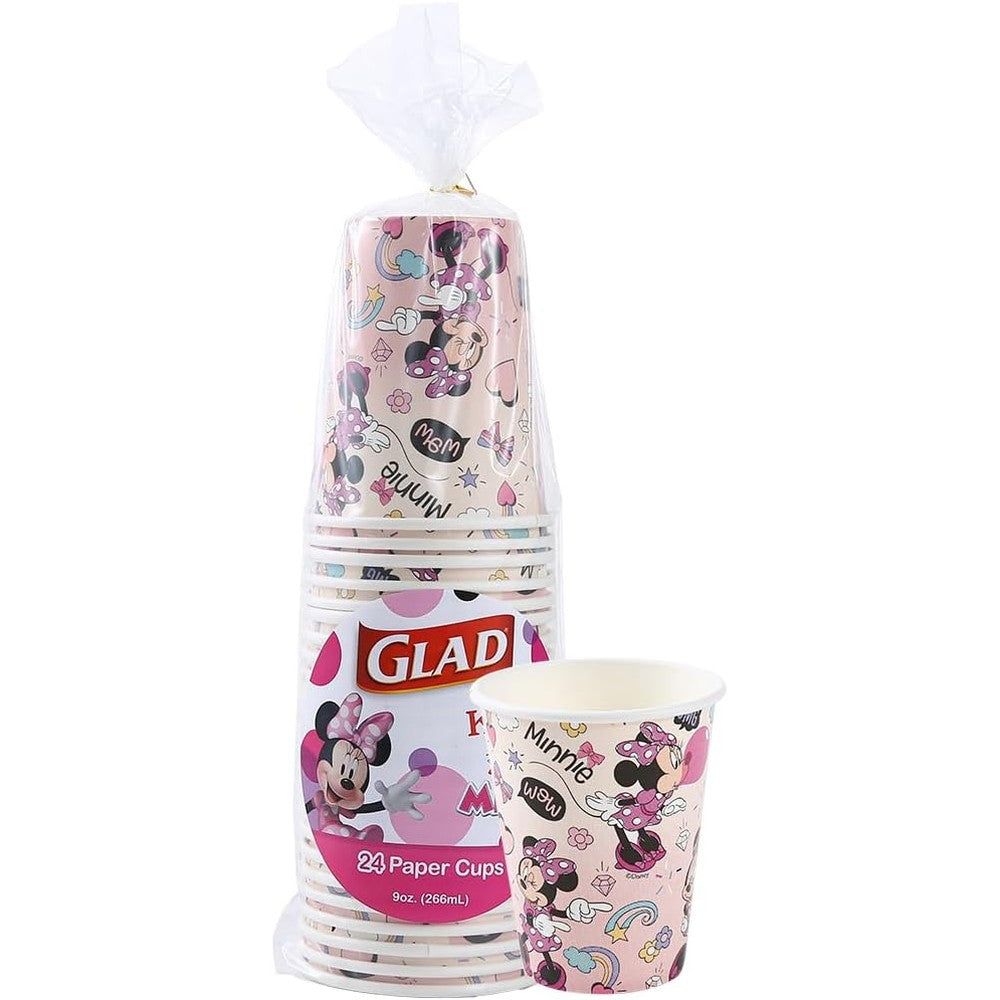 Glad for Kids Minnie Mouse pink paper cups front view