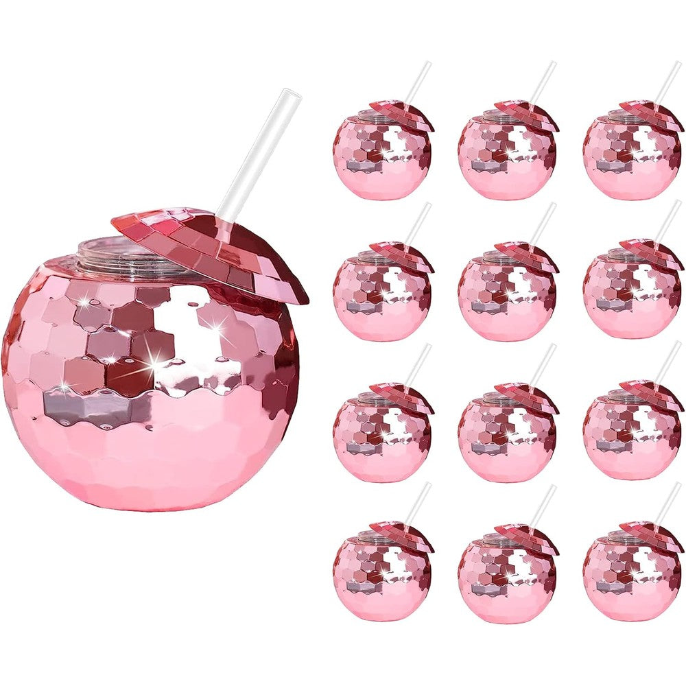 Zhuruinin 12 piece disco ball cups front view in rose gold