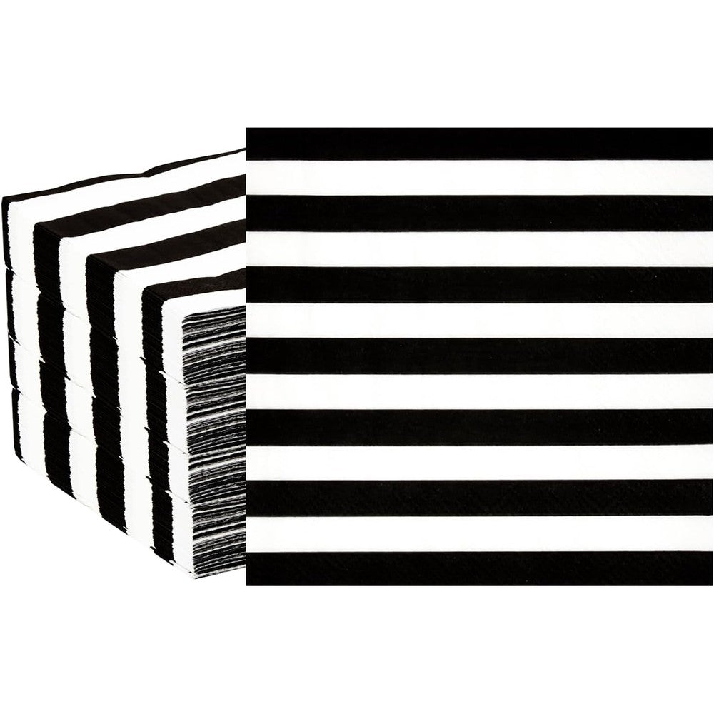 GOGUOGOFA black and white striped napkins front view for party decorations