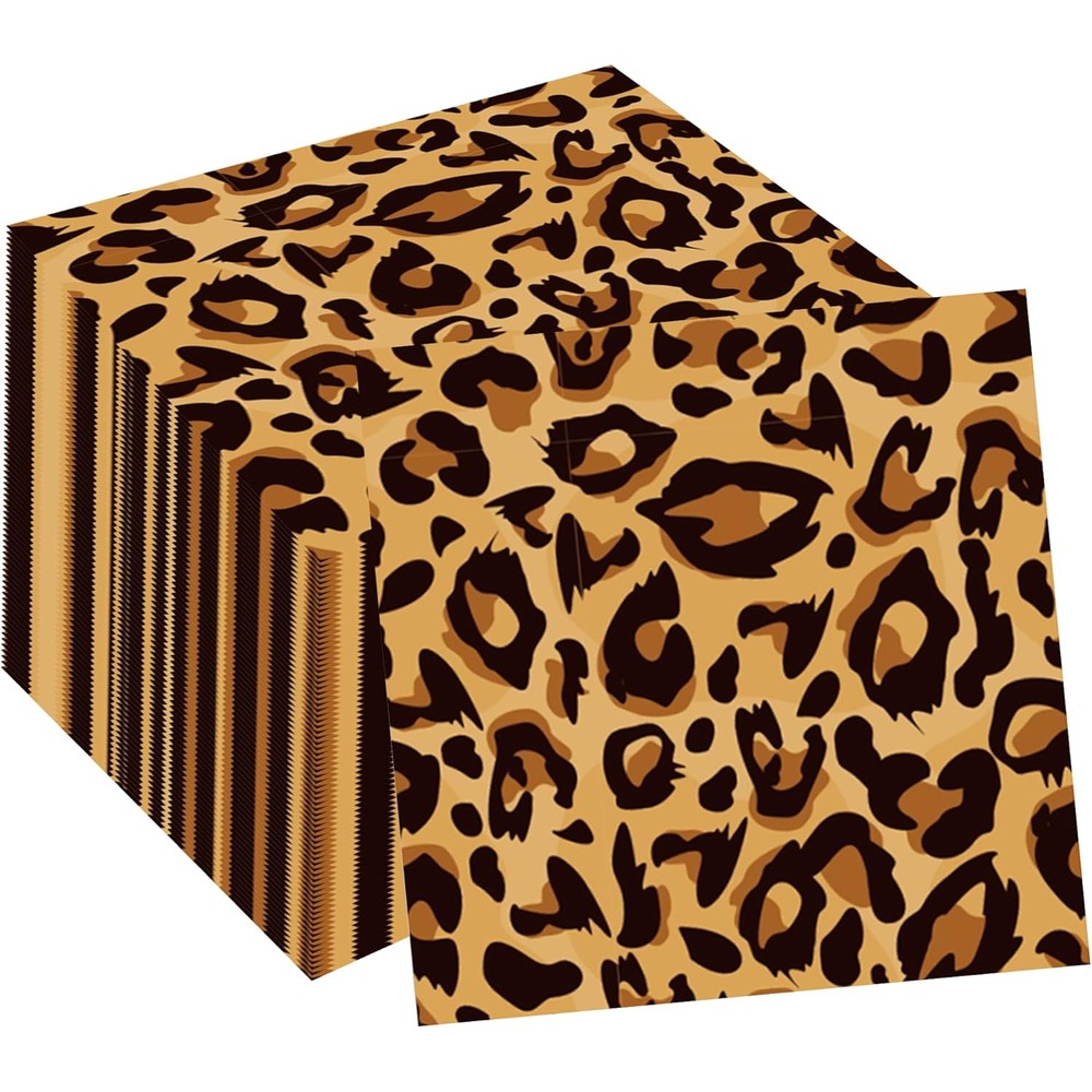 Jajajuegos leopard print party paper napkins front view pack of forty