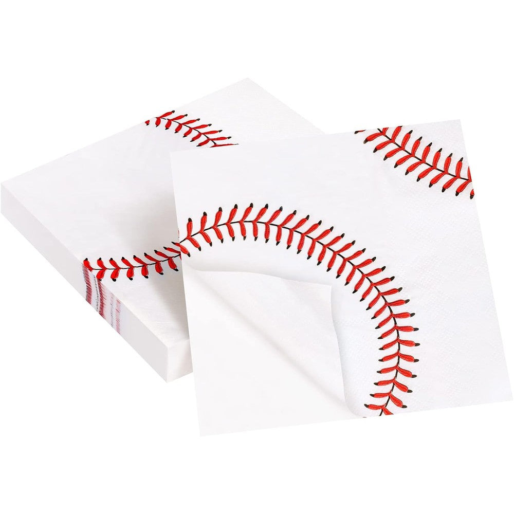 MAKABAKA baseball paper napkins forty-eight pack front view on party table