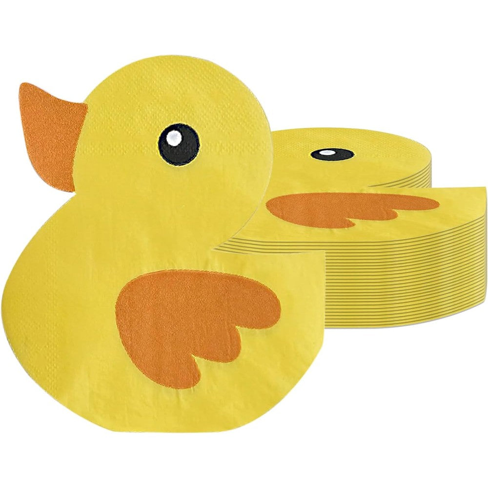 HiToJY yellow rubber duck party napkins front view for baby shower tableware
